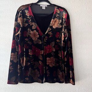 Notations‎ Women Floral Velvet Long Sleeve Blouse Top Size M